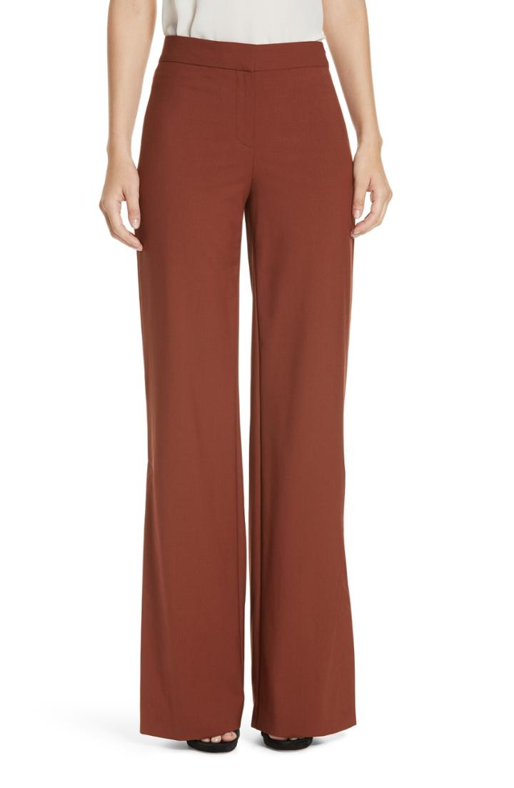 Women's Theory Good Stretch Wool Slit Wide Leg Pants