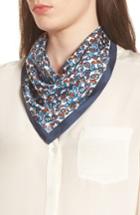 Women's Tory Burch Carnation Neckerchief Silk Scarf, Size - Blue