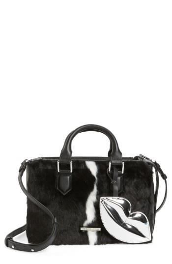 Kendall + Kylie Claire Faux Fur & Leather Satchel - Black