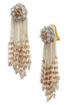 Women's Oscar De La Renta Chain Cluster Beaded Clip Earrings
