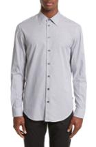 Men's Armani Collezioni Regular Fit Check Sport Shirt - Black