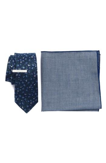 Men's The Tie Bar Floral Acres 3-piece Skinny Tie Style Box, Size - Blue