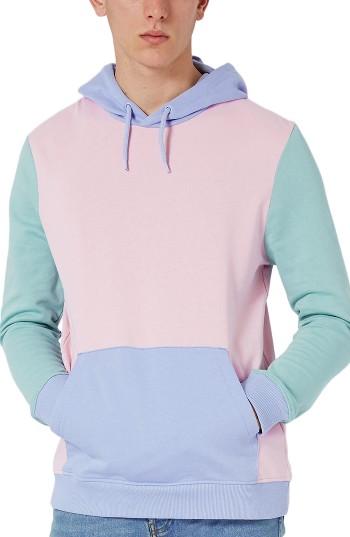 Men's Topman Pastel Colorblock Hoodie - Pink
