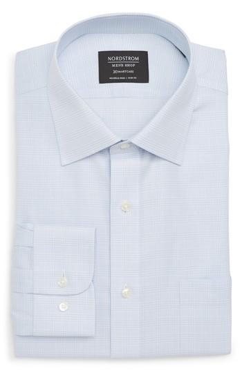 Men's Nordstrom Men's Shop Smartcare(tm) Trim Fit Herringbone Dress Shirt 34/35 - Blue