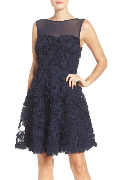 Women's Eci Soutache Overlay Fit & Flare Dress
