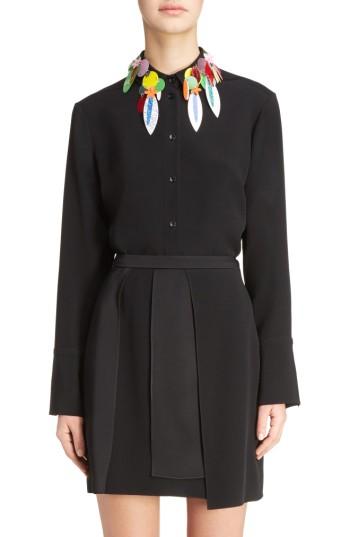 Women's Christopher Kane Sequin Collar Blouse Us / 42 It - Black