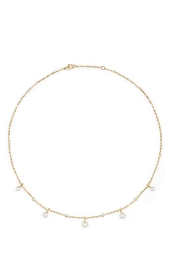 Women's David Yurman Petite Perle Pearl & Diamond Fringe Necklace In 18k Gold