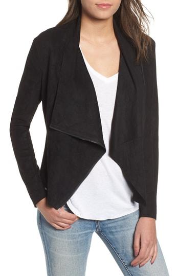 Women's Blanknyc Drape Front Faux Suede Jacket - Black