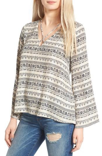 Women's Lush Cross Front Blouse - Beige