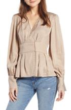Women's Something Navy Waist Detail Jacquard Top, Size - Brown