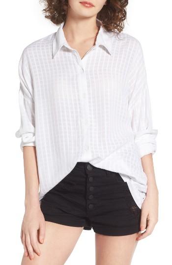 Women's Rvca Sheffield Windowpane Print Shirt - White