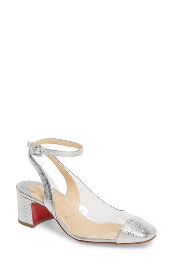 Women's Christian Louboutin Asticocotte Block Heel Pump Us / 37eu - Metallic
