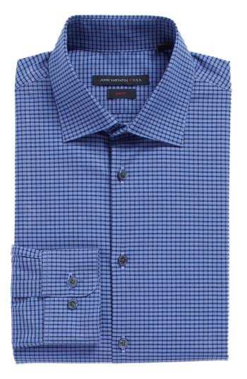 Men's John Varvatos Star Usa Slim Fit Stretch Check Dress Shirt R - Purple