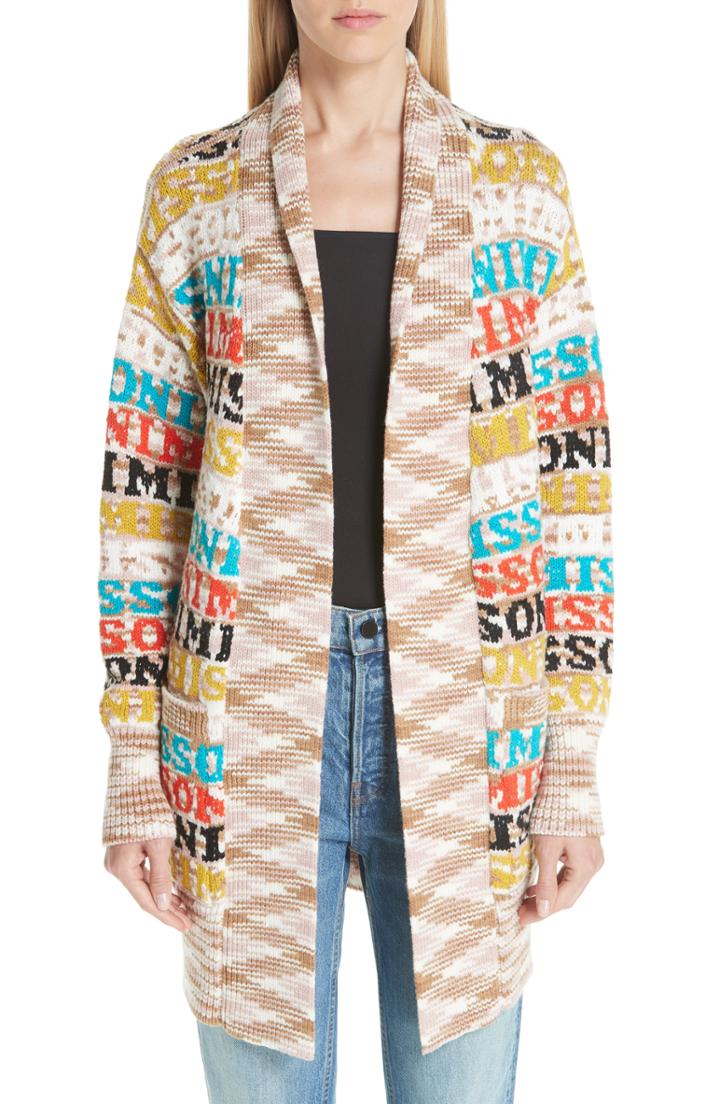 Women's Missoni Logo Knit Wool Blend Cardigan Us / 46 It - Red