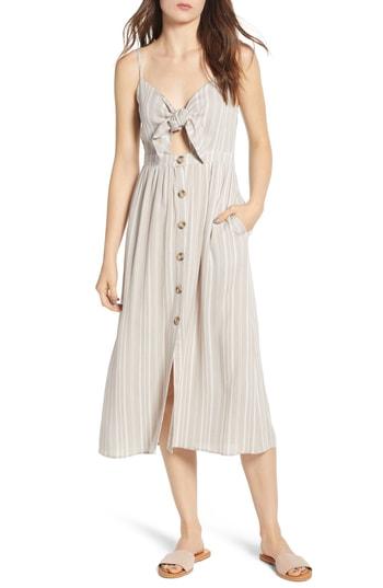 Women's Mimi Chica Button Front Keyhole Dress - Beige