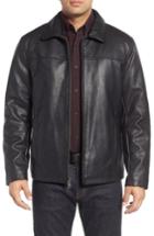 Men's Cole Haan Collared Open Bottom Faux Leather Jacket - Black