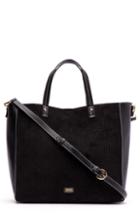 Frances Valentine Large Margaret Corduroy & Leather Tote - Black