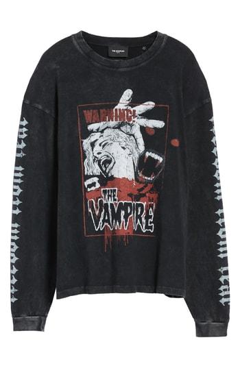 Men's The Kooples Vampire Graphic Long Sleeve T-shirt - Black