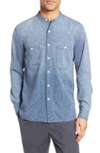 Men's Current/elliott Topanga Stripe Band Collar Shirt