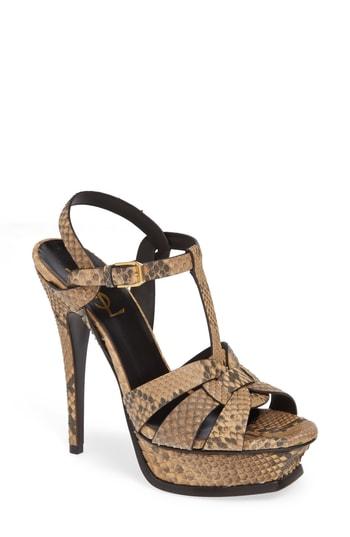 Women's Saint Laurent Tribute Genuine Python Sandal Us / 36eu - Brown