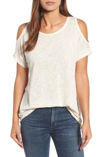 Women's Bobeau Cold Shoulder Slub Knit Tee - White