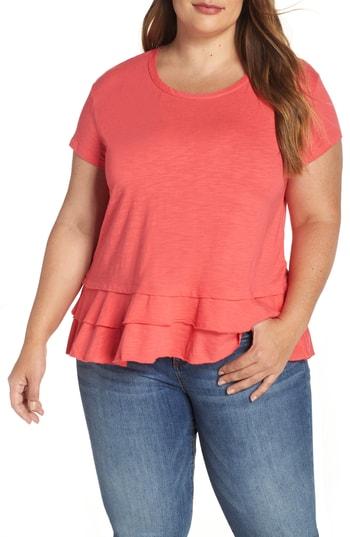 Women's Caslon Tiered Short Sleeve Tee, Size - Pink