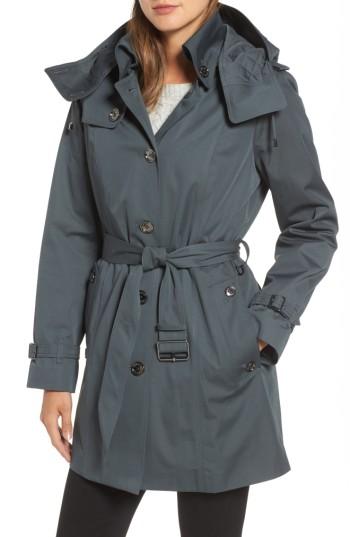 Women's London Fog Short Trench Coat - Grey