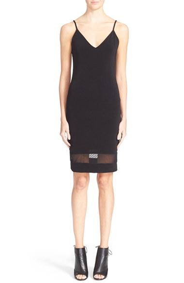 Women's Alice + Olivia 'cate' Mesh Stripe V-neck Slipdress