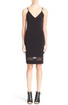 Women's Alice + Olivia 'cate' Mesh Stripe V-neck Slipdress