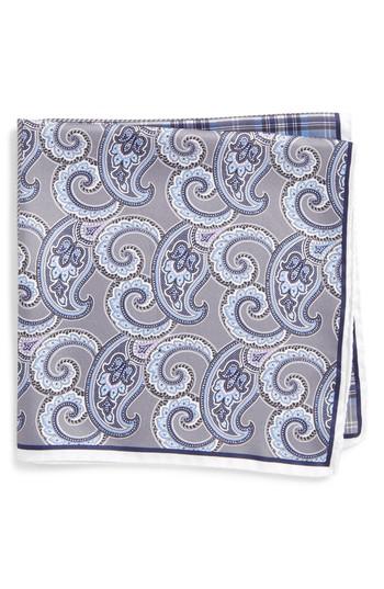 Men's Nordstrom Men's Shop Four Panel Silk Pocket Square, Size - Grey