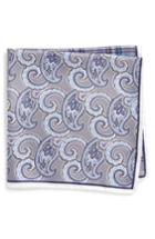 Men's Nordstrom Men's Shop Four Panel Silk Pocket Square, Size - Grey