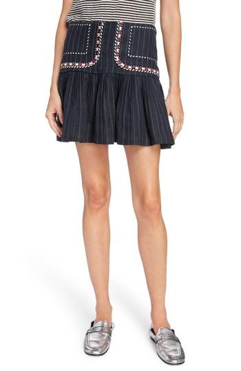 Women's Isabel Marant Etoile Jessie Embroidered Linen Skirt Us / 36 Fr - Black
