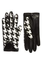 Women's Agnelle Braided Lambskin Leather Gloves - Black