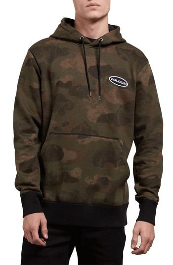 Men's Volcom Shop Camo Hooded Sweatshirt - Brown