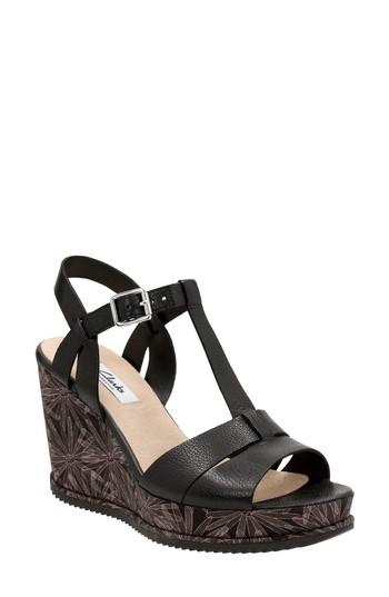 Women's Clarks Adesha River Wedge Sandal M - Black