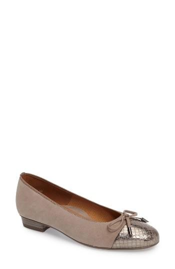 Women's Ara 'betty' Cap Toe Flat .5 M - Beige