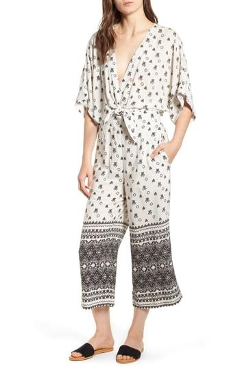 Women's Splendid Desert Batik Print Tie Waist Jumpsuit - White