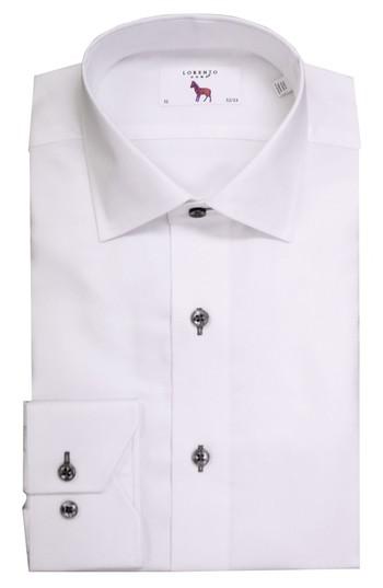 Men's Lorenzo Uomo Trim Fit Textured Dress Shirt - 32 - White