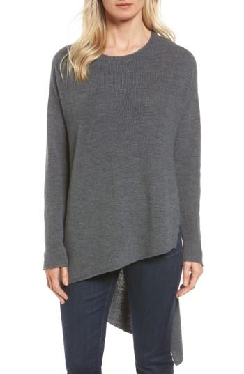 Women's Eileen Fisher Asymmetrical Merino Wool Pullover - Grey