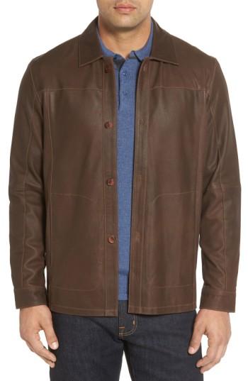 Men's Missani Le Collezioni Unlined Leather Jacket, Size - Brown