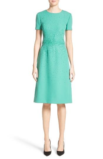 Women's Carolina Herrera Beaded Stretch Wool Dress