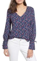 Women's Lucky Brand Tie Sleeve Blouse - Blue