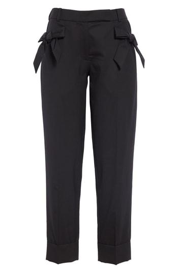 Women's Simone Rocha Bow Pocket Straight Leg Stretch Wool Pants Us / 8 Uk - Black