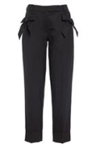 Women's Simone Rocha Bow Pocket Straight Leg Stretch Wool Pants Us / 8 Uk - Black