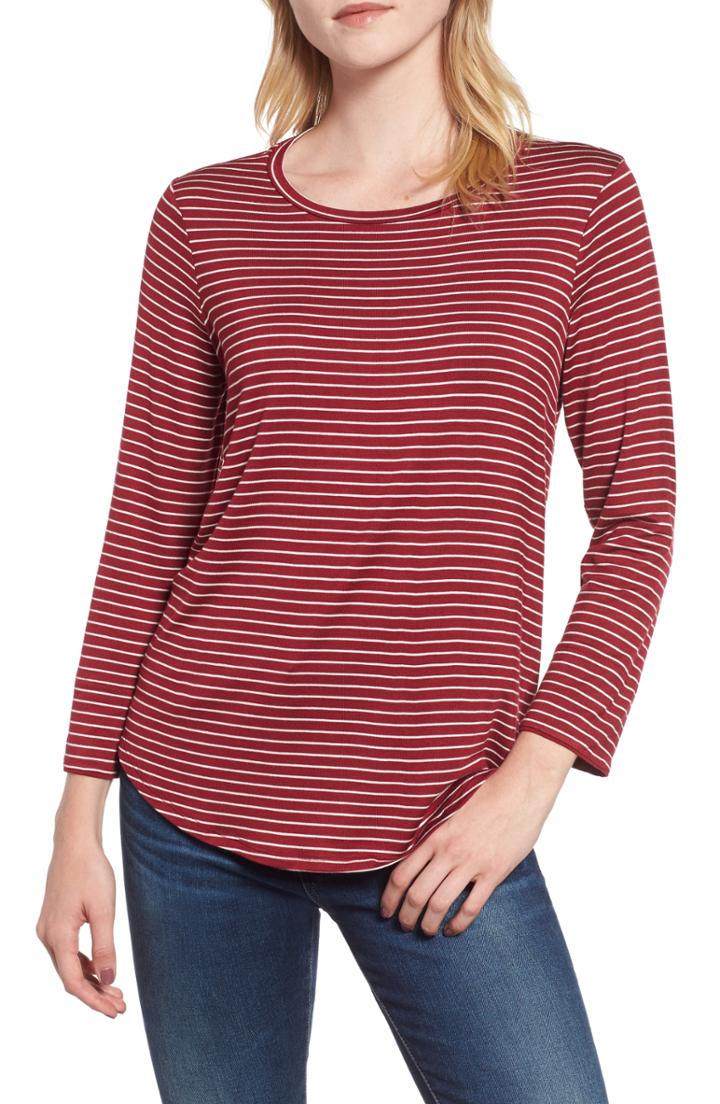 Women's Gibson X Living In Yellow Alice Stripe Jersey Top - Burgundy