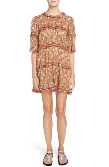 Women's Isabel Marant Etoile Maiwenn Floral Print Cotton Dress Us / 34 Fr - Orange