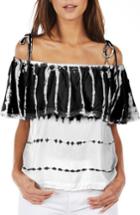 Women's Michael Stars Cold Shoulder Ruffle Top - Black
