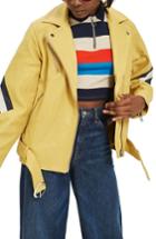 Women's Topshop Strobe Leather Jacket Us (fits Like 2-4) - Yellow