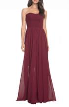 Women's Dress The Population Ella Strapless Crepe Chiffon Gown, Size - Burgundy