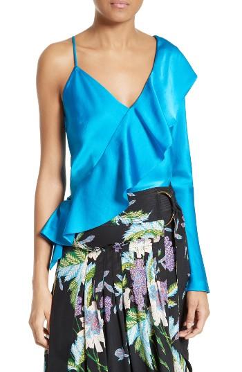 Women's Diane Von Furstenberg Asymmetrical Sleeve Ruffle Blouse